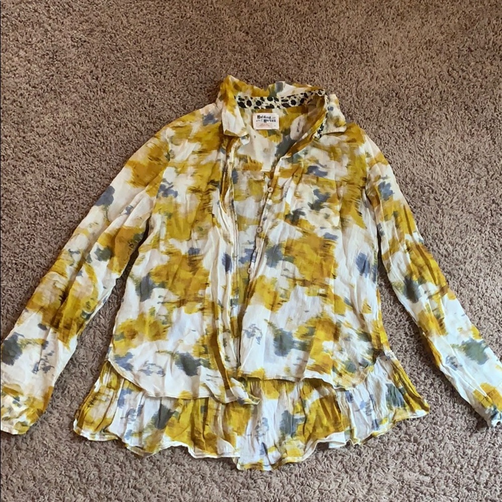 Beautiful yellow and gray blouse